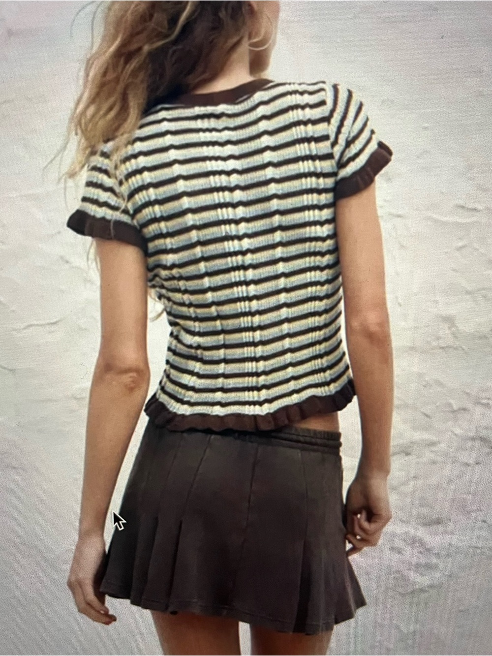 Zara Crochet Short Sleeve Knit Top Size M - Picture 2 of 5